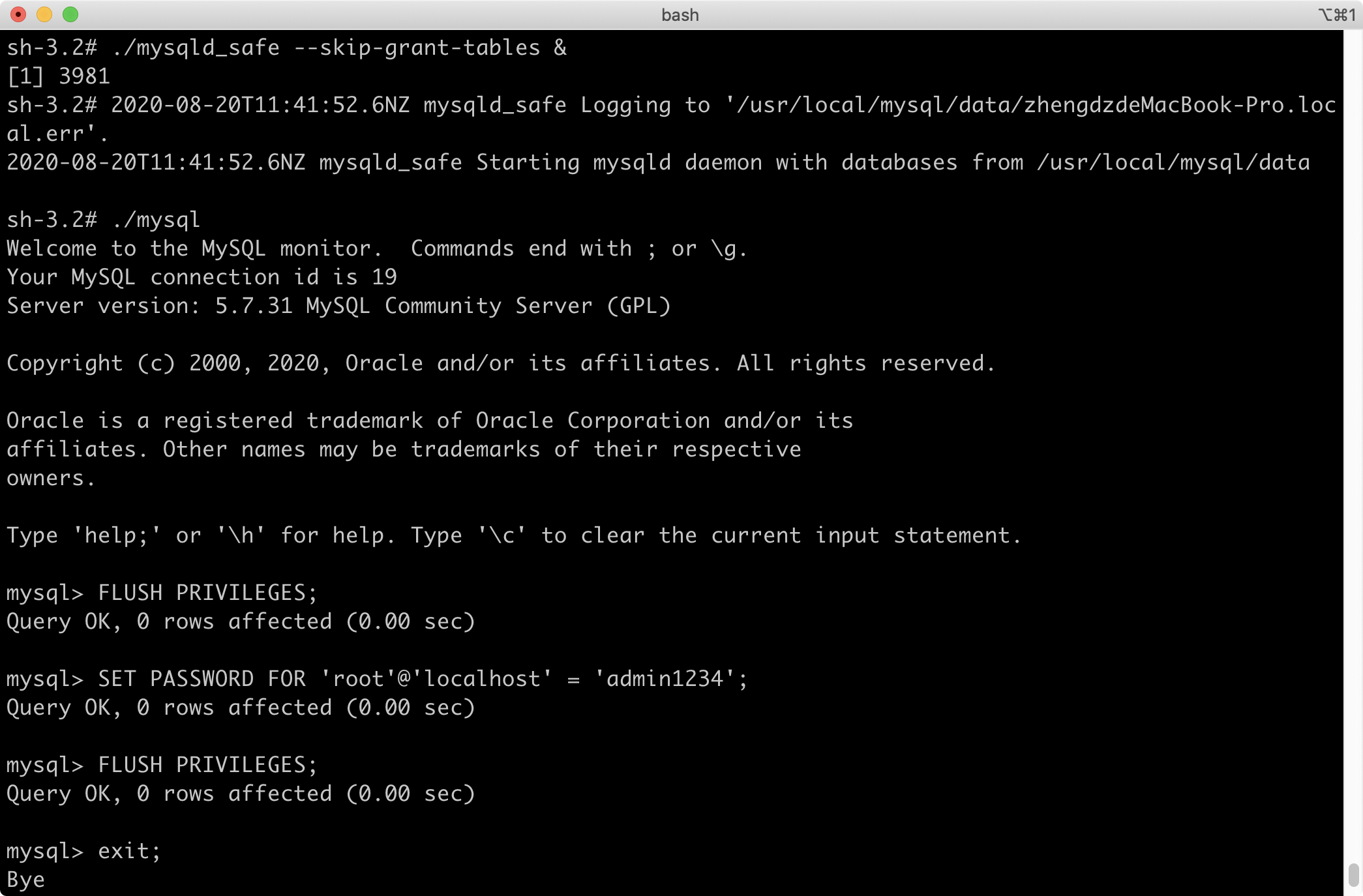 brew install mysql 5.7