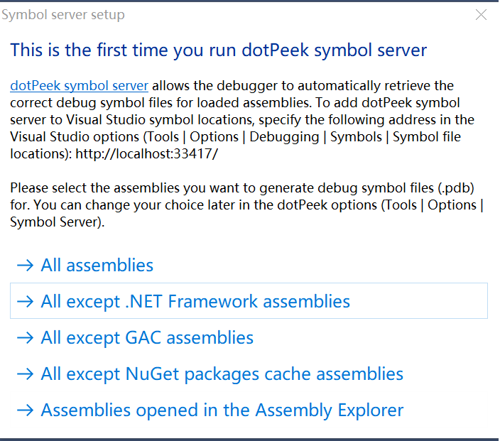 dotpeek symbol server config