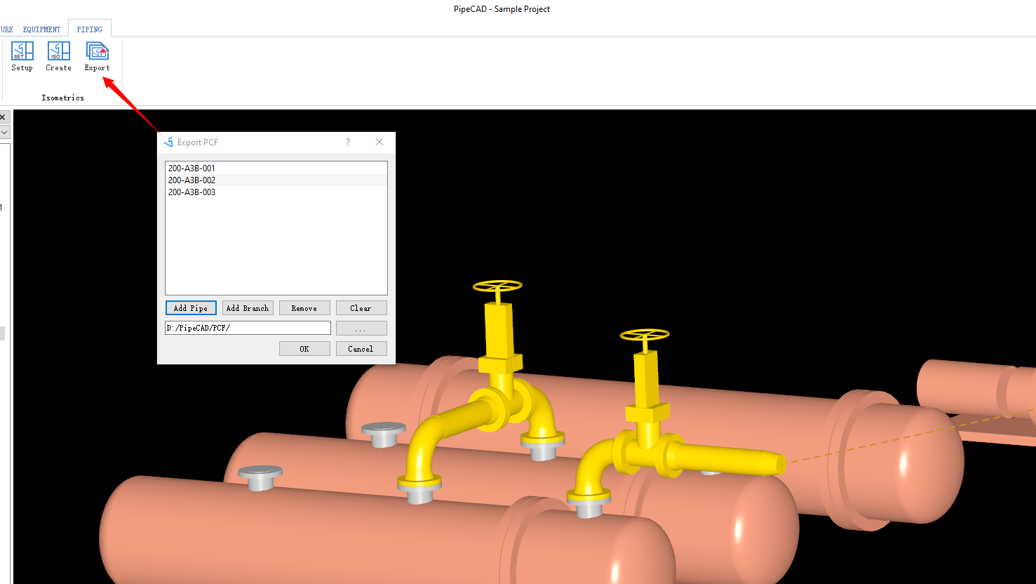 PipeCAD Export PCF