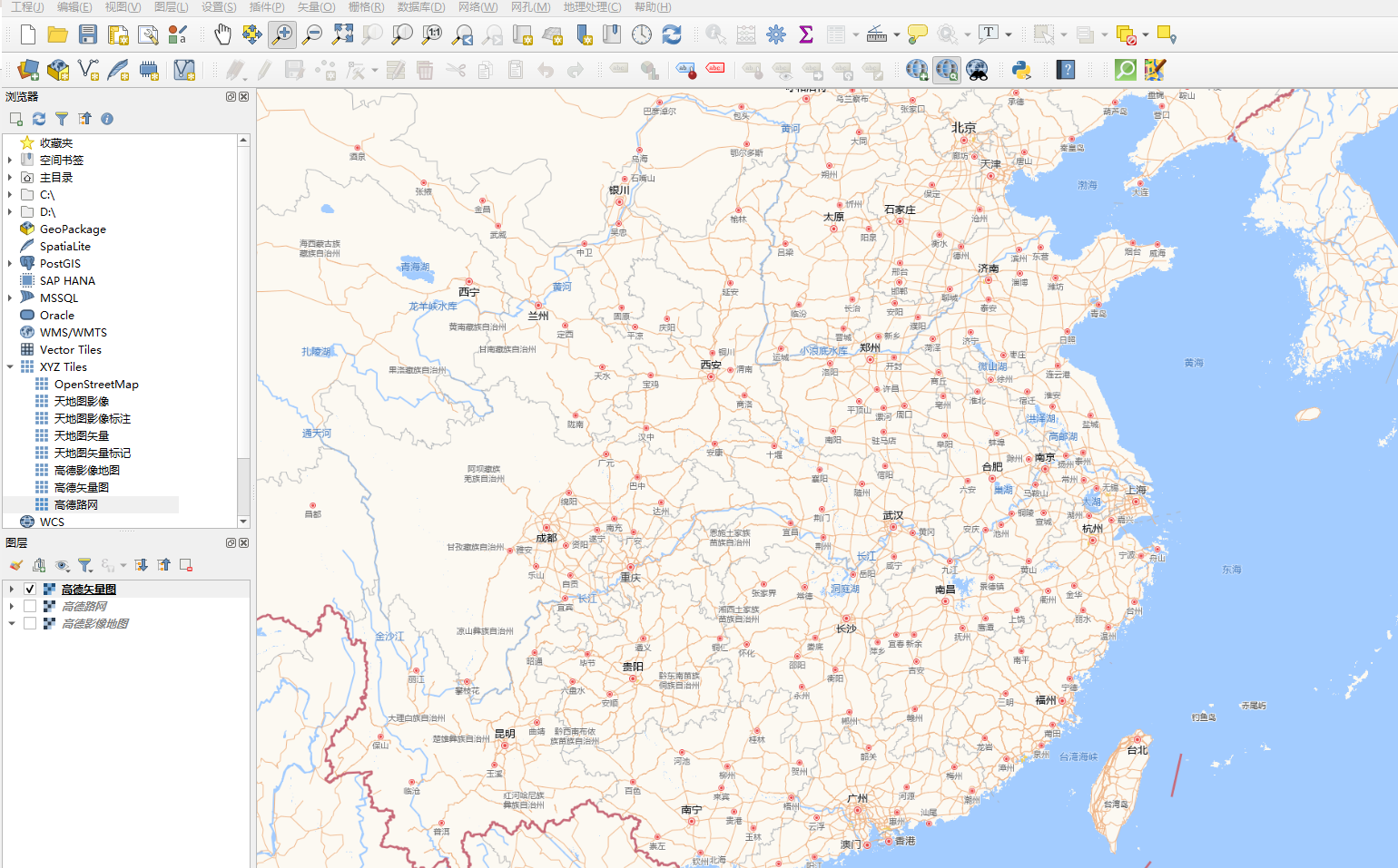 QGIS加载天地图、高德地图