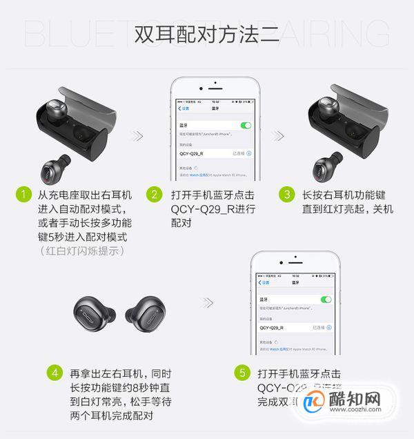 qcy蓝牙耳机 左右两只耳机配对 方法
