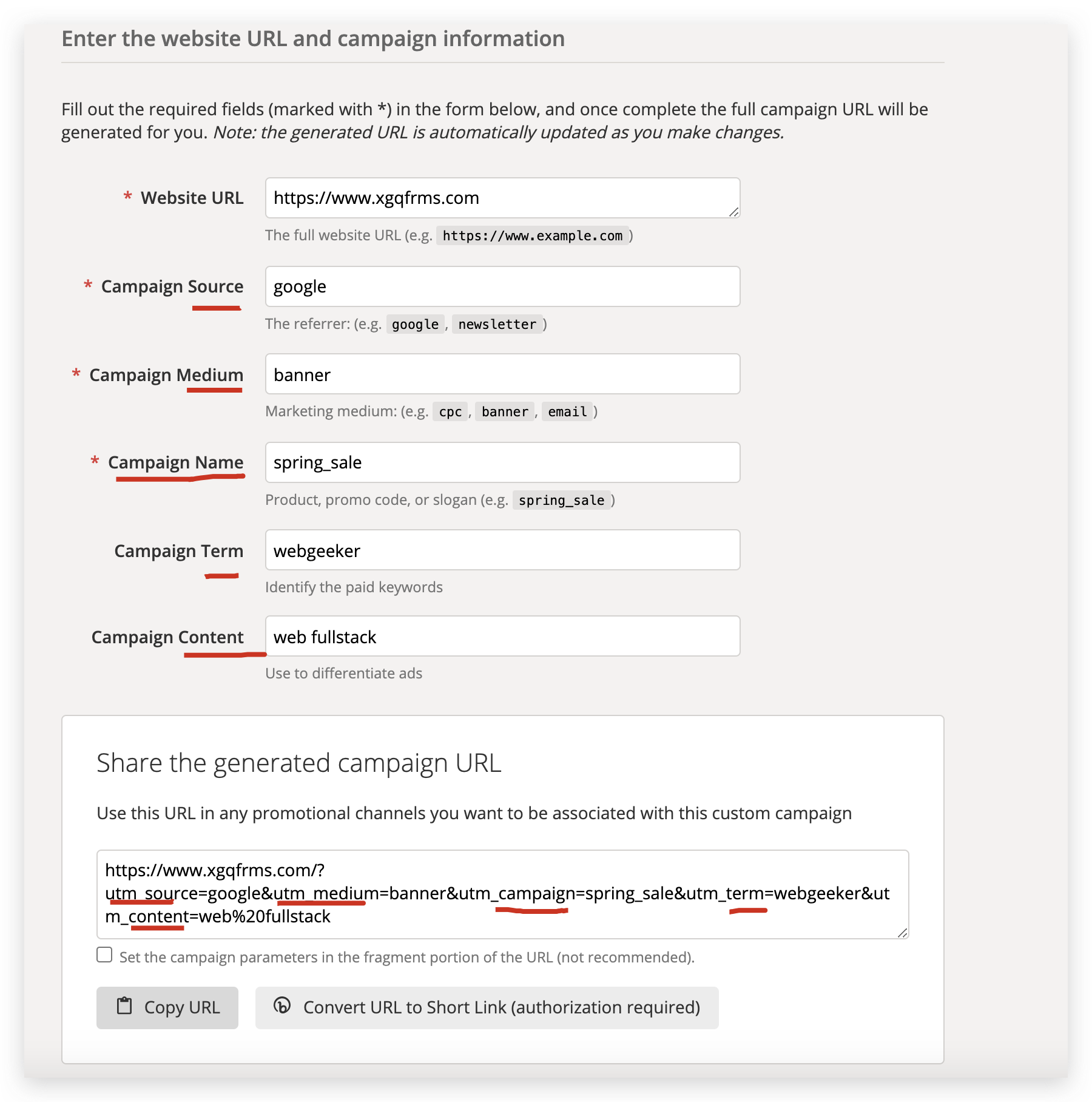 UTM &amp; User Tracking Message All In One