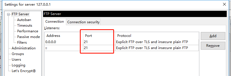 FileZilla Server 默认端口修改