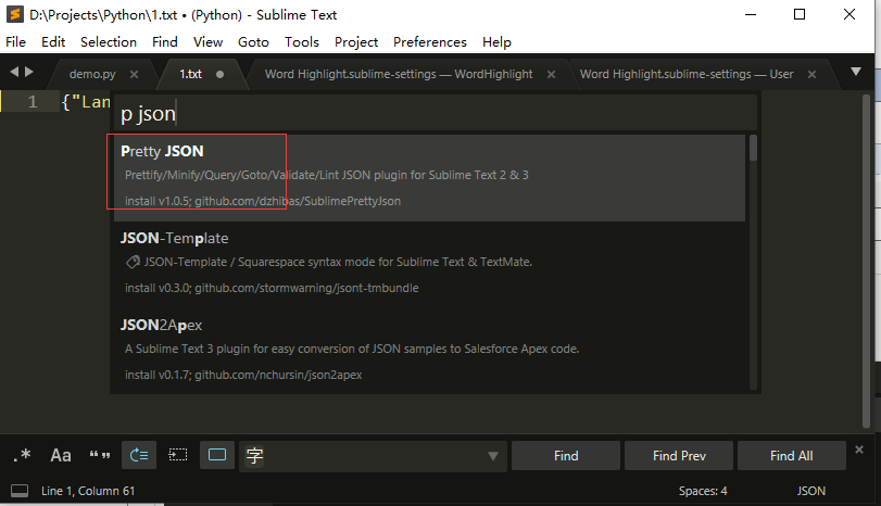 sublime json editor