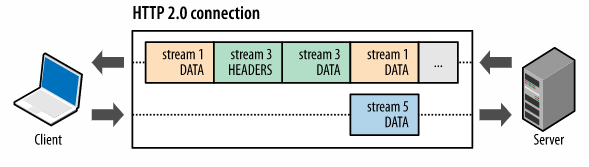 HTTP/2 request and response multiplexing within a shared connection