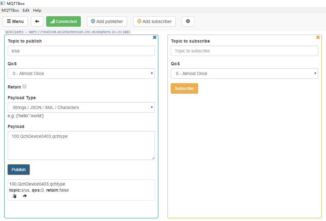 使用MQTTBox连接MindSphere IoT Extention第4张