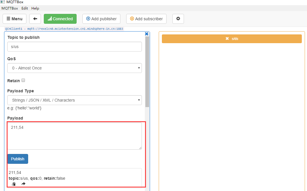 使用MQTTBox连接MindSphere IoT Extention第11张