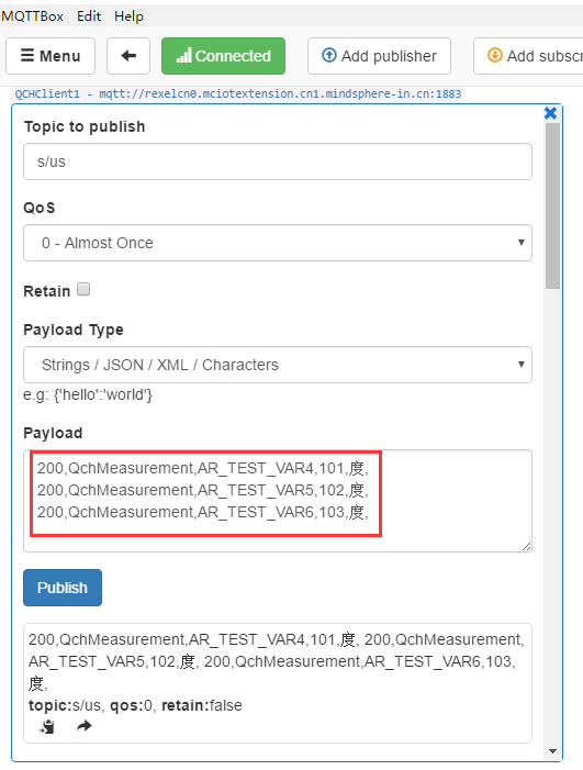 使用MQTTBox连接MindSphere IoT Extention第15张