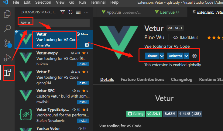 VUE笔记：VScode（英文版）快速生成VUE模板的设置