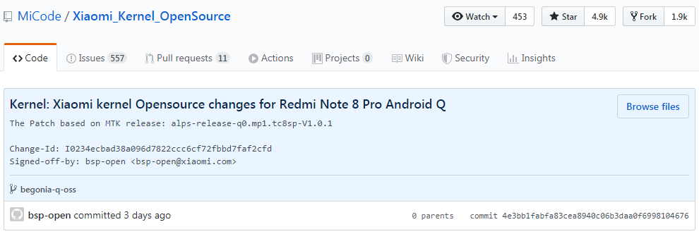 小米开源 Redmi Note 8 Pro 和 Note 9 Pro 系列的内核源码