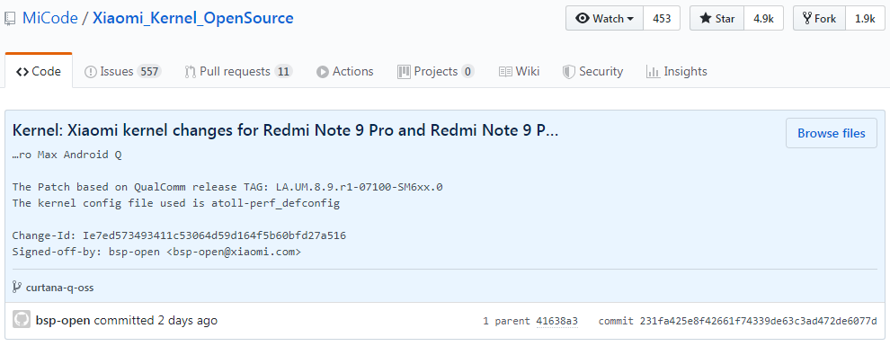 小米开源 Redmi Note 8 Pro 和 Note 9 Pro 系列的内核源码