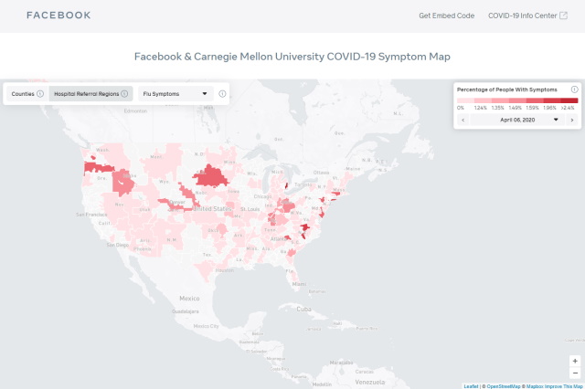 Facebook与卡内基梅隆大学推出COVID-19症状地图