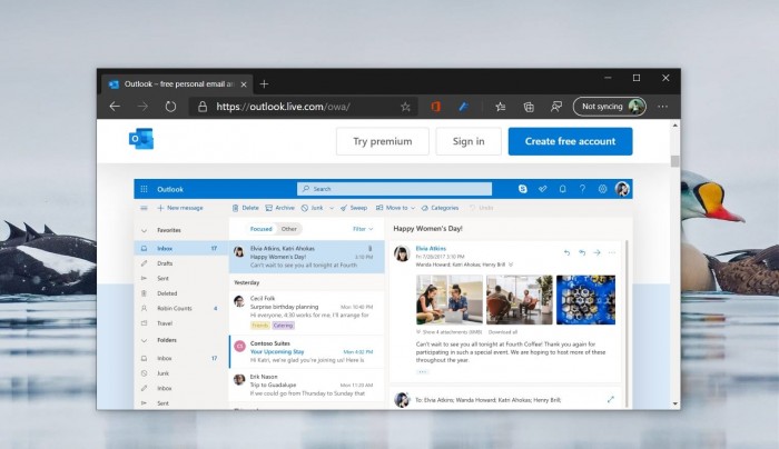 微软开始在Outlook网页版中显示Edge浏览器的广告