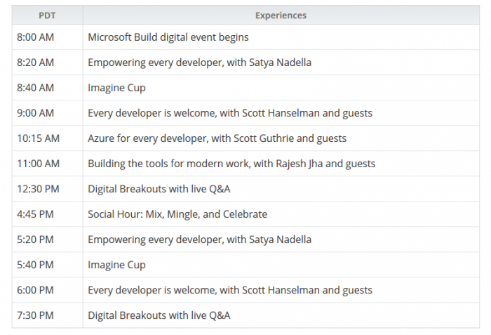 微软公布Build 2020会议日程安排 纳德拉主持开幕演讲
