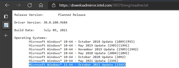 Intel 显卡驱动泄密：Windows 11 正式发布日期曝光