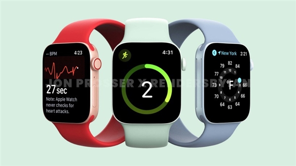 重大改动！Apple Watch Series 7 渲染图曝光：直角边框、多彩配色