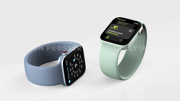 重大改动！Apple Watch Series 7 渲染图曝光：直角边框、多彩配色