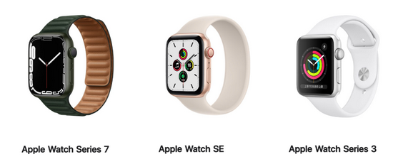近几代 Apple Watch 产品，图源苹果官网