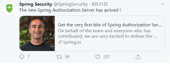 spring security 推特发布相关声明