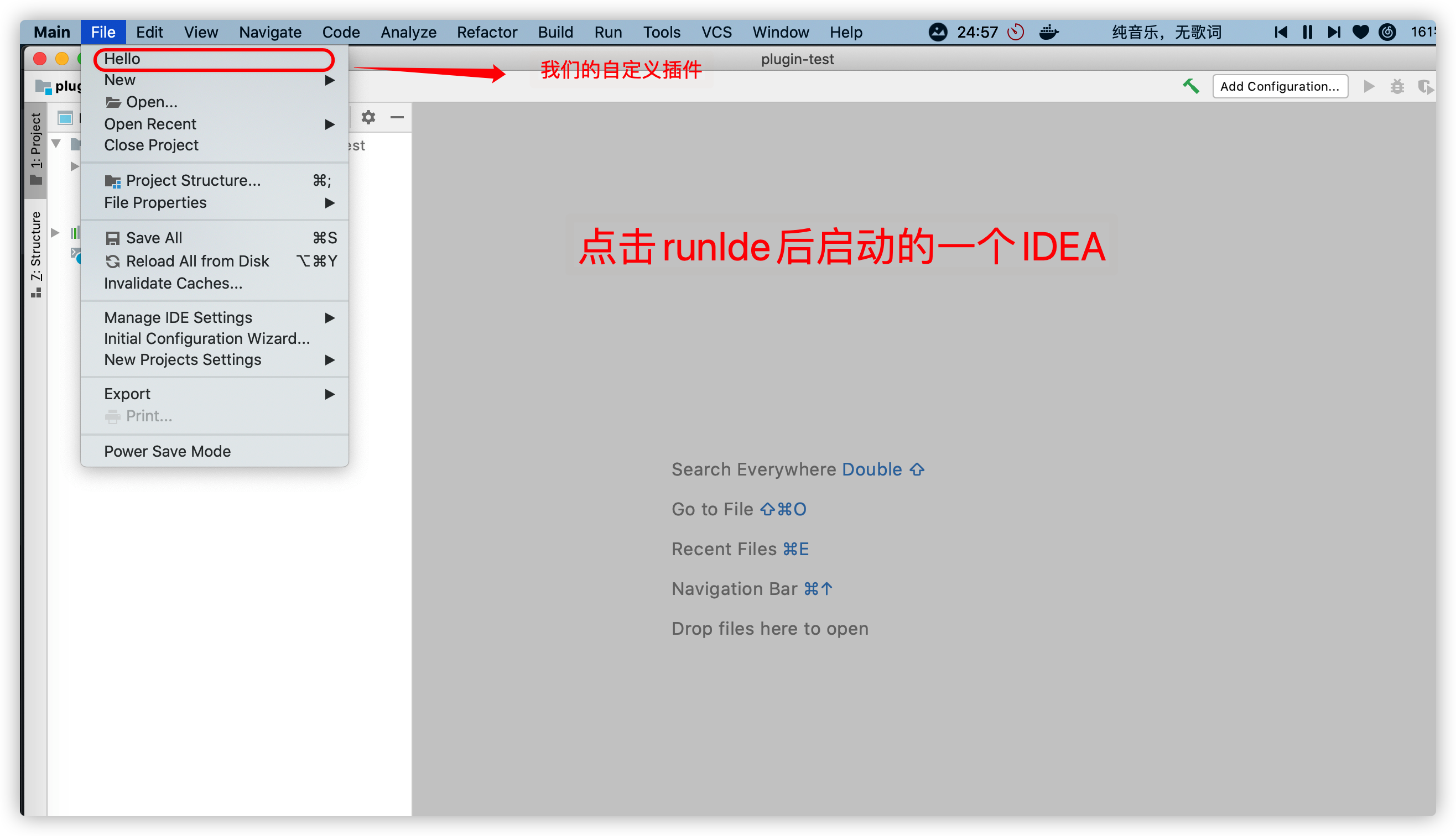 点击 runIde 就会启动一个默认了这个插件的 IDEA