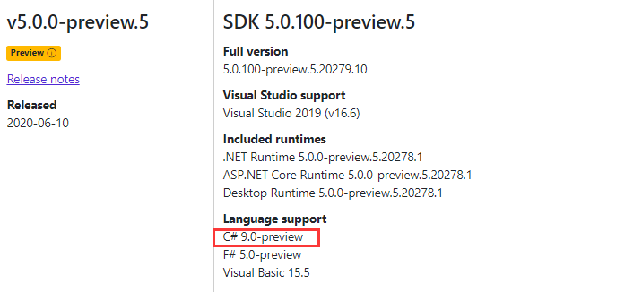 visual studio c# 9