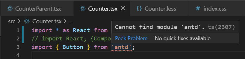 Cannot find module antd